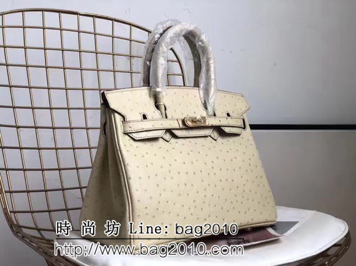 愛馬仕Hermes原版牛皮鴕鳥紋 Birkin 鉑金包 時尚手提包 0AM1011